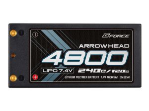 画像2: G-FORCE(ジーフォース)/GFG017/Arrow Head Lipo 7.4V 4800mAh 120C/240C 薄型ショートサイズ